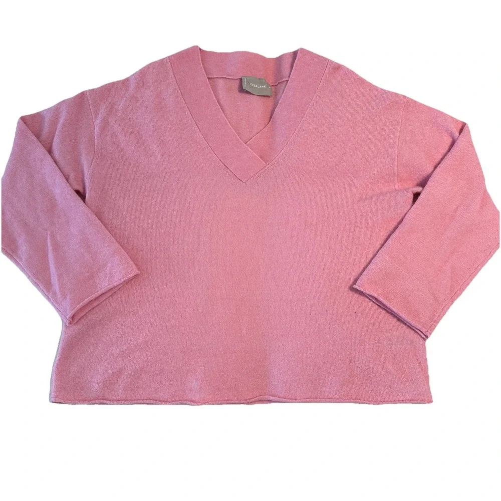 Everlane‎ Wool Blend V Neck Sweater Womens M Pink Long Sleeve Sustainable